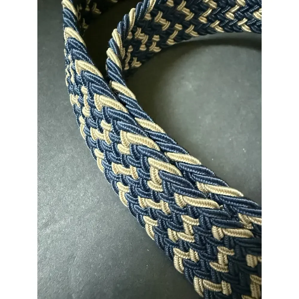 Crookhorn Davis Men's Blue Braided Woven Cotton Leather Golf Belt Size 38